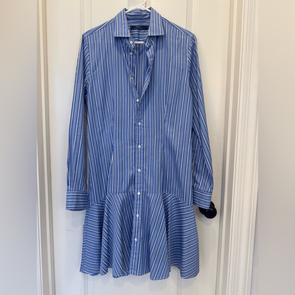 Polo by Ralph Lauren Blue and White Striped Shirtdress